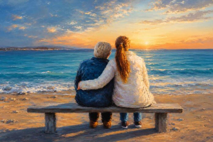 Mom and Daughter Oil Painting Angela Hou